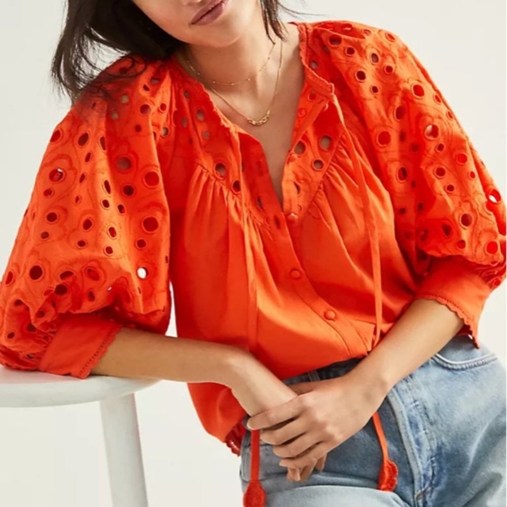 Anthro Chantal Eyelet Blouse